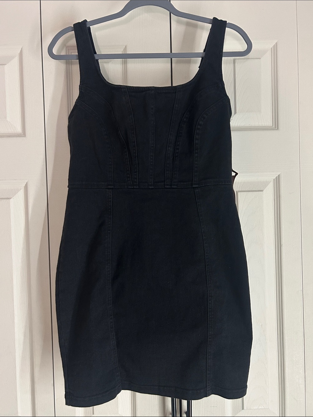 Haute Monde Black Sleeveless Square-Neck Mini Dress
